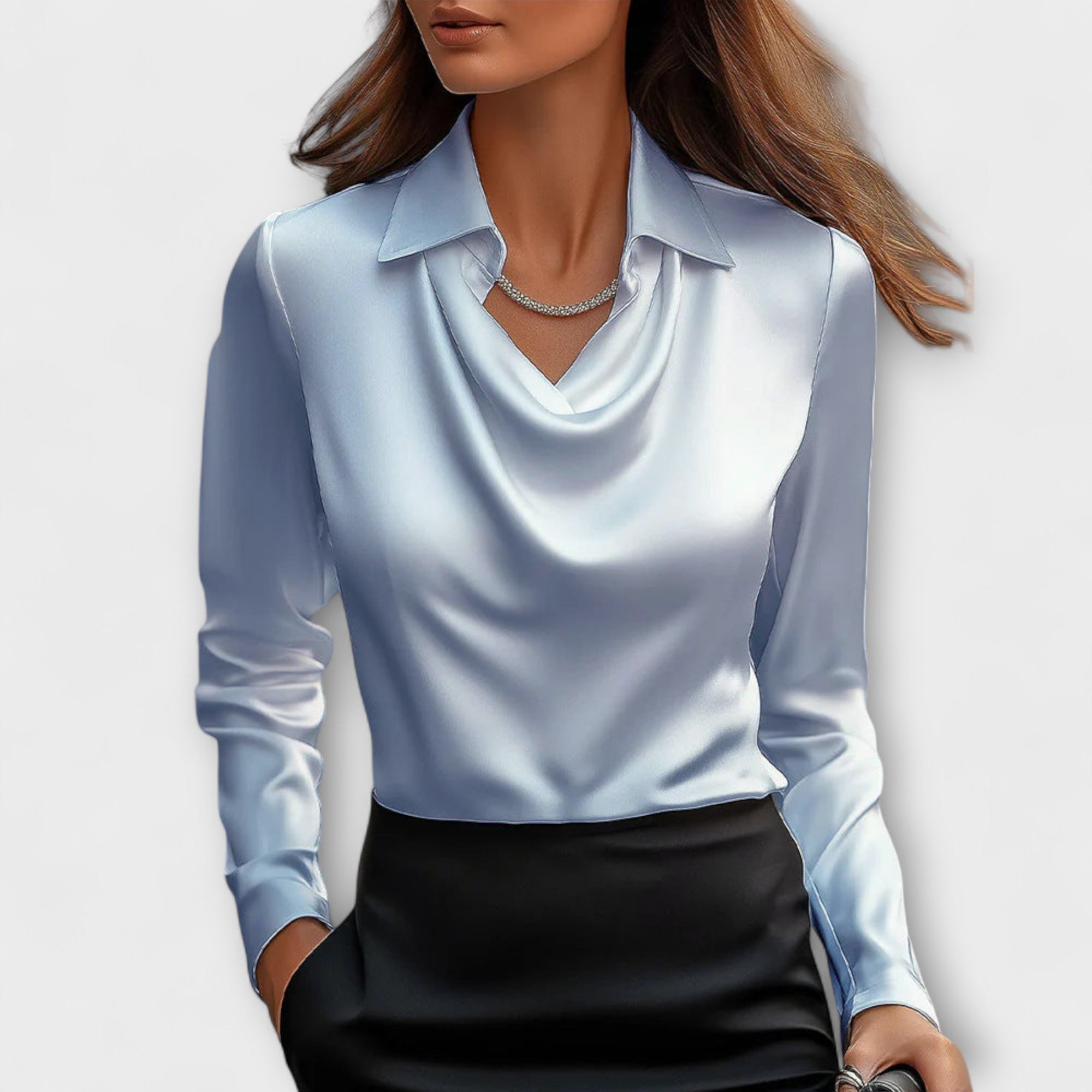 Meli - Blouse brillante avec col froncé