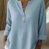Magdalena | Weiche Waffelstrick-Henley Bluse
