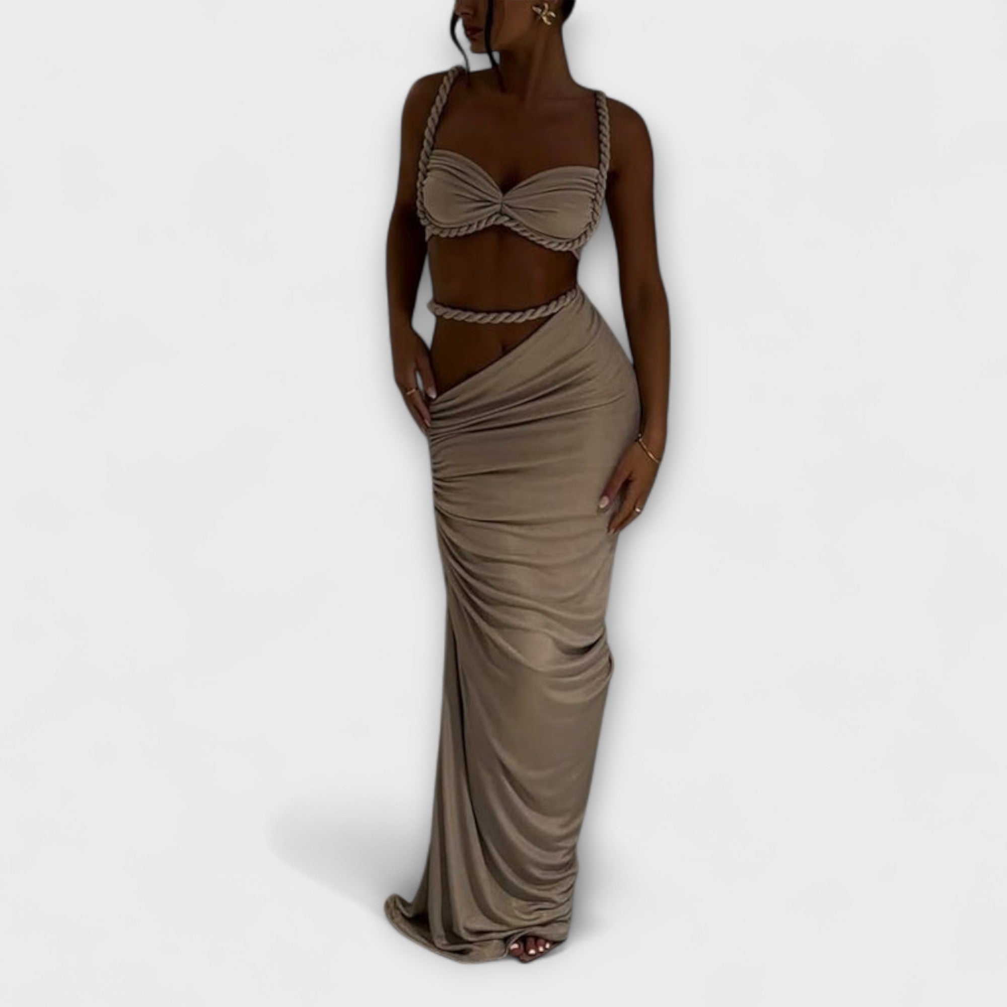 Jane - Duo de Crop Top à Tresses en Dégradé Chic et Jupe Overskirt