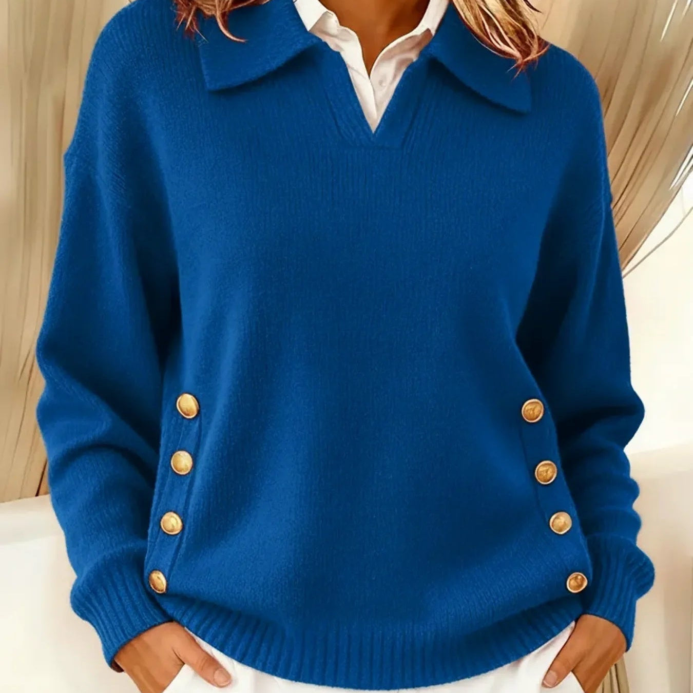 Hannelore | Weicher Strickpullover mit Kragen