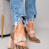 Selveta - Wildleder-Sandalen mit Leopardenmuster und stabilem Absatz