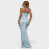 Thalia - Robe de bal à imprimé floral avec bretelles nouées