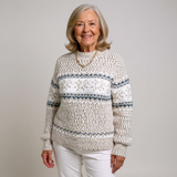 Astrid | Norwegermuster Strickpullover mit Schalkragen Pullover