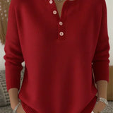Gerda | Henley-Pullover mit Knopfleiste