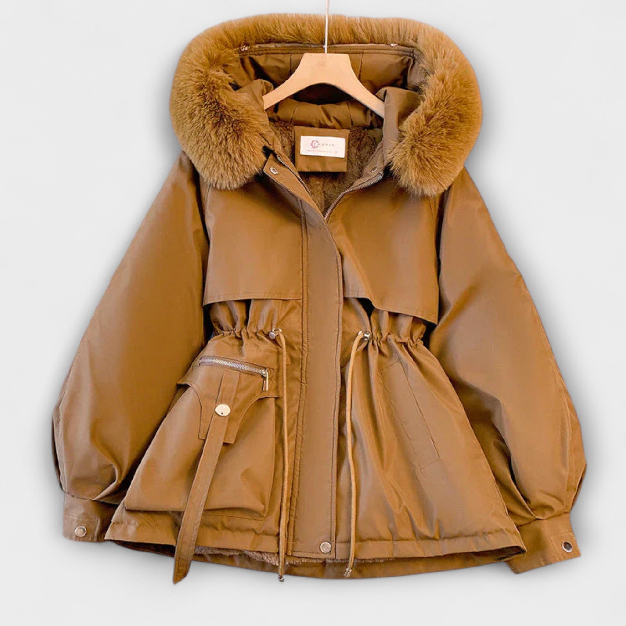 Bela - Élégante veste d'hiver Brévine avec col en fourrure