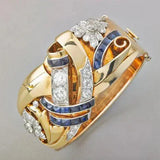 Bague vintage en or avec zircon bleu