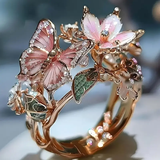 Bague papillon brillante en nature avec zircon