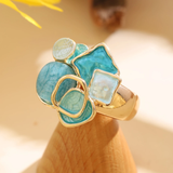 Bague en Or Émail Bleu & Blanc