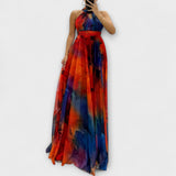 Isalie – Robe maxi en chiffon avec motif floral