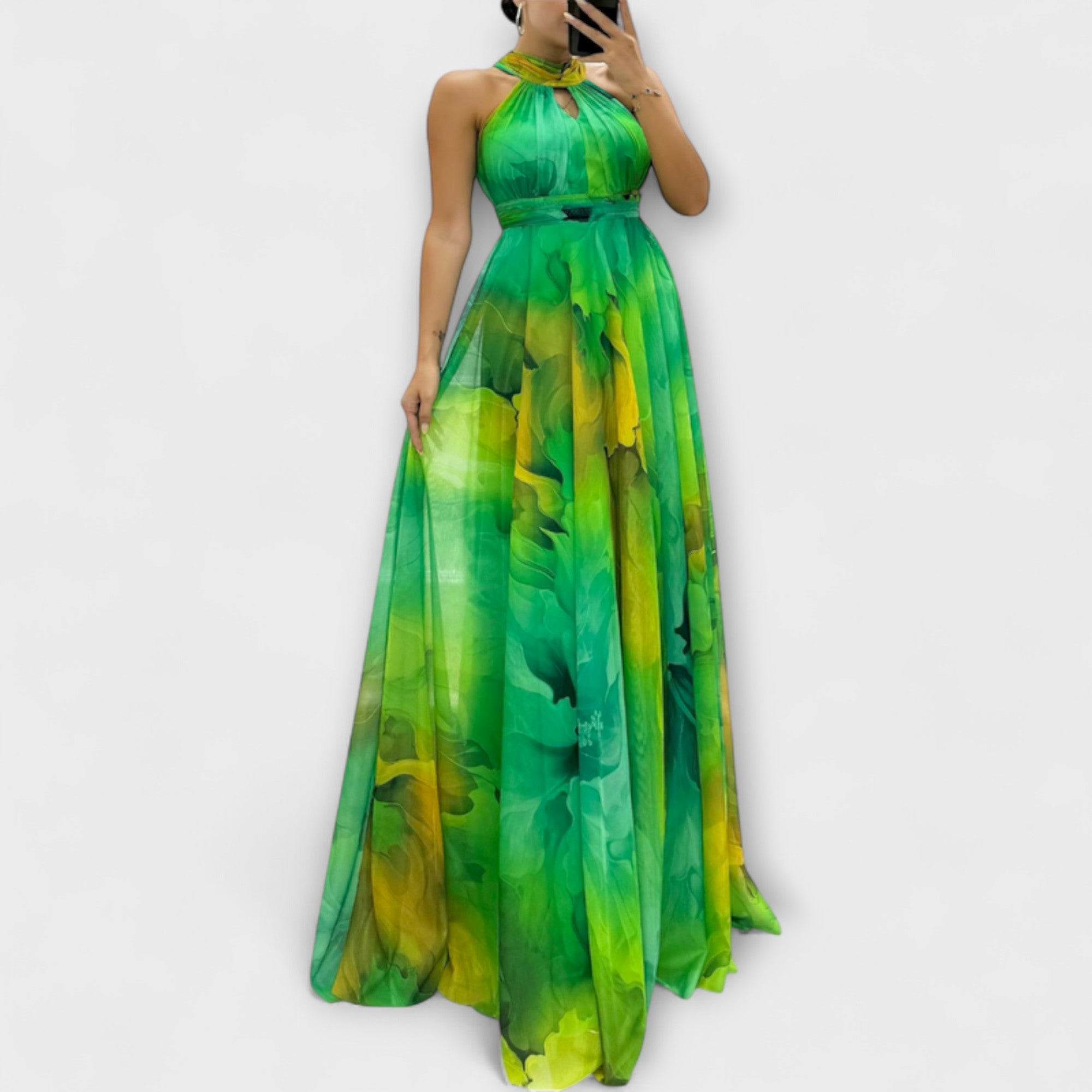 Isalie – Robe maxi en chiffon avec motif floral