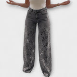 Jeans en patchwork tendance avec dentelle