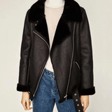 Gunhild | Gefütterte Bikerjacke mit Fellkragen Jacke
