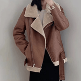 Gunhild | Gefütterte Bikerjacke mit Fellkragen Jacke