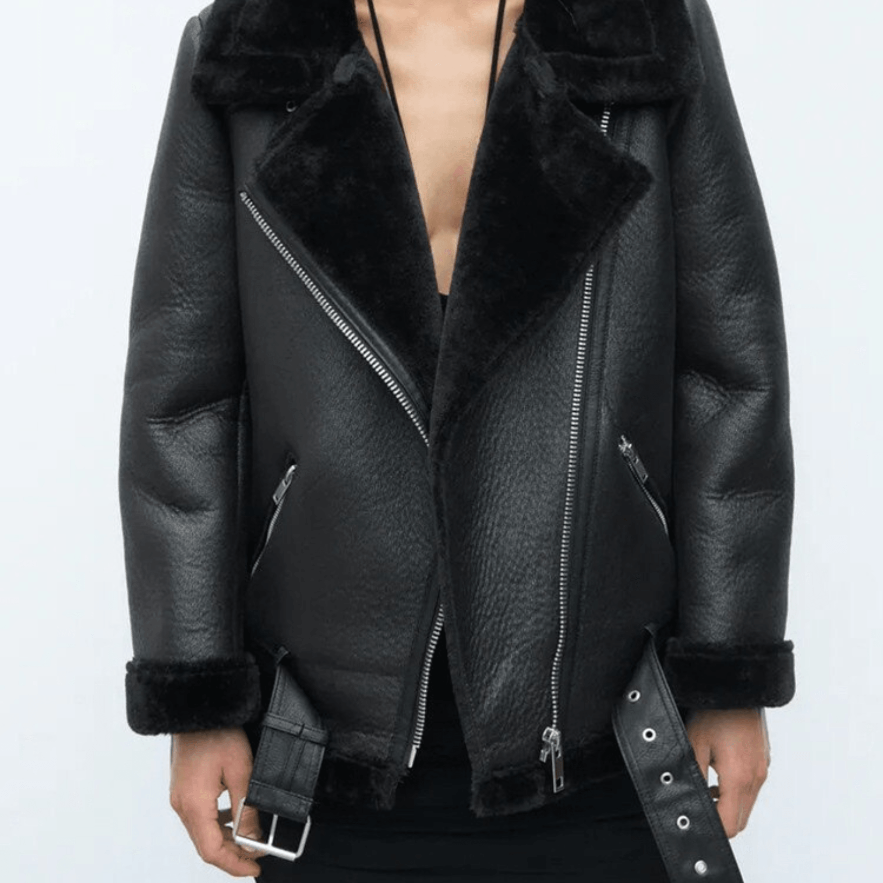 Gunhild | Gefütterte Bikerjacke mit Fellkragen Jacke