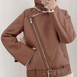 Gunhild | Gefütterte Bikerjacke mit Fellkragen Jacke