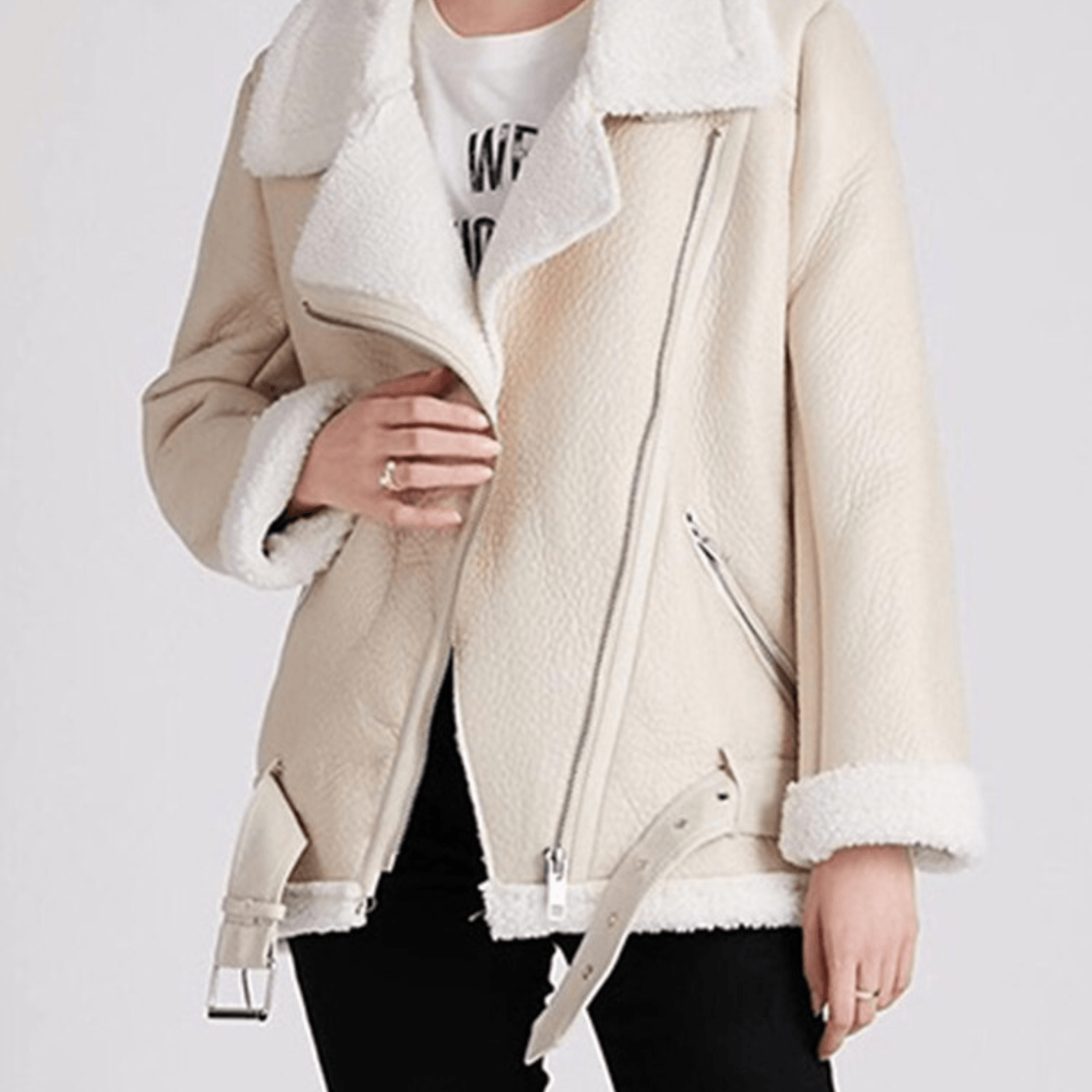 Gunhild | Gefütterte Bikerjacke mit Fellkragen Jacke