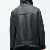 Gunhild | Gefütterte Bikerjacke mit Fellkragen Jacke