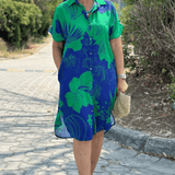 Elara™ |  Auffälliges Blumen-Midi-Hemdkleid