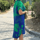 Elara™ |  Auffälliges Blumen-Midi-Hemdkleid